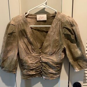 Blush Women's Elegant Tan Ruched Blouse